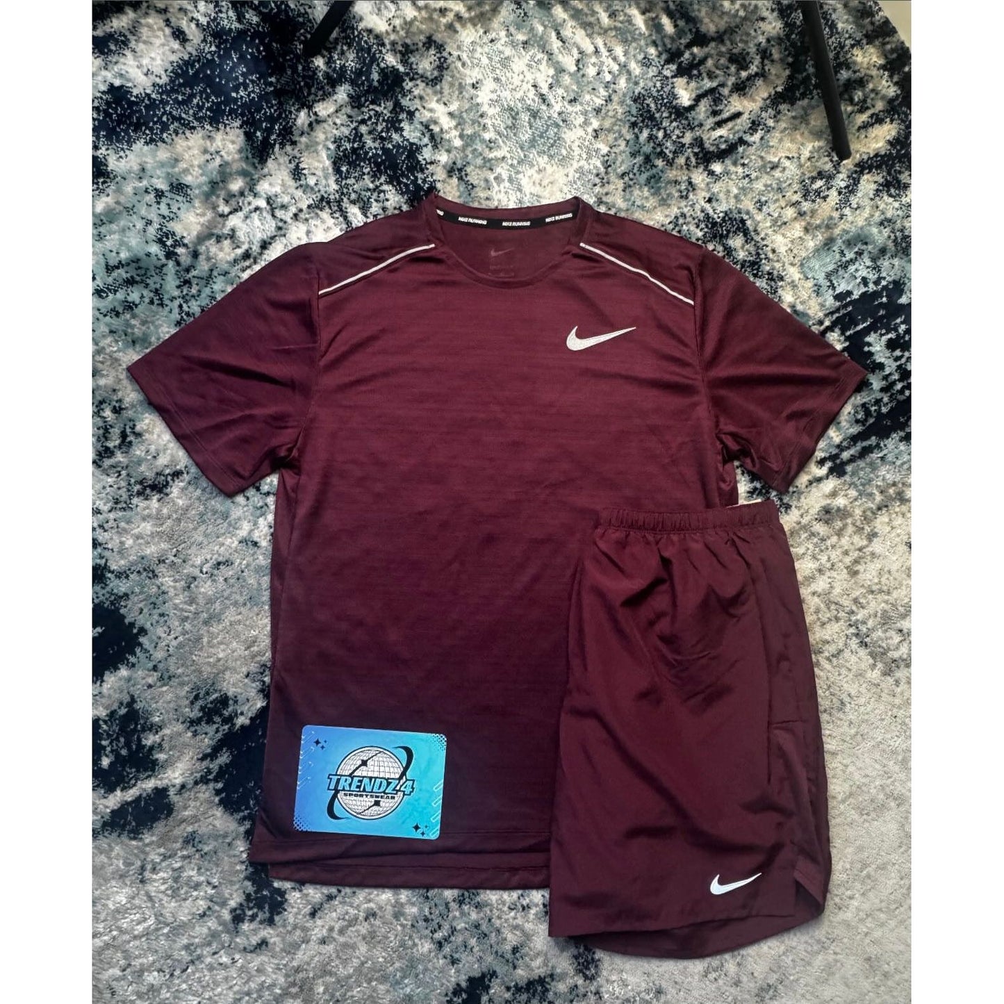 Nike Miler Shorts Set - Burgundy