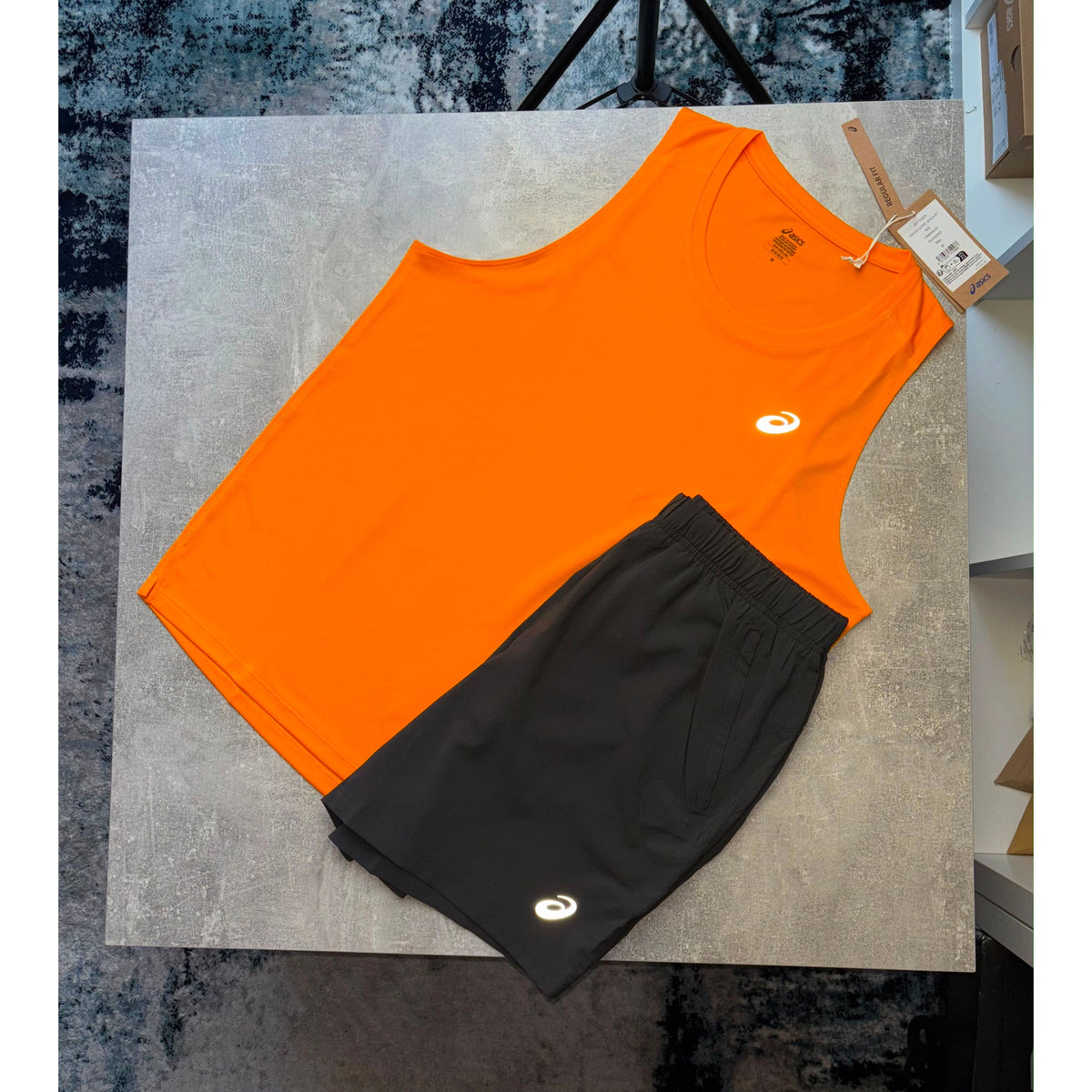 ASICS SINGLET SET - ORANGE/GREY