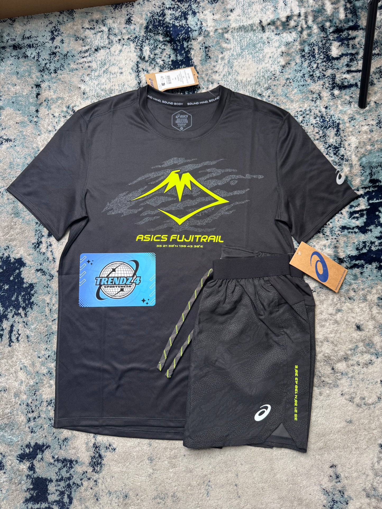 Asics Fujitrail Shorts Set - Black/Neon