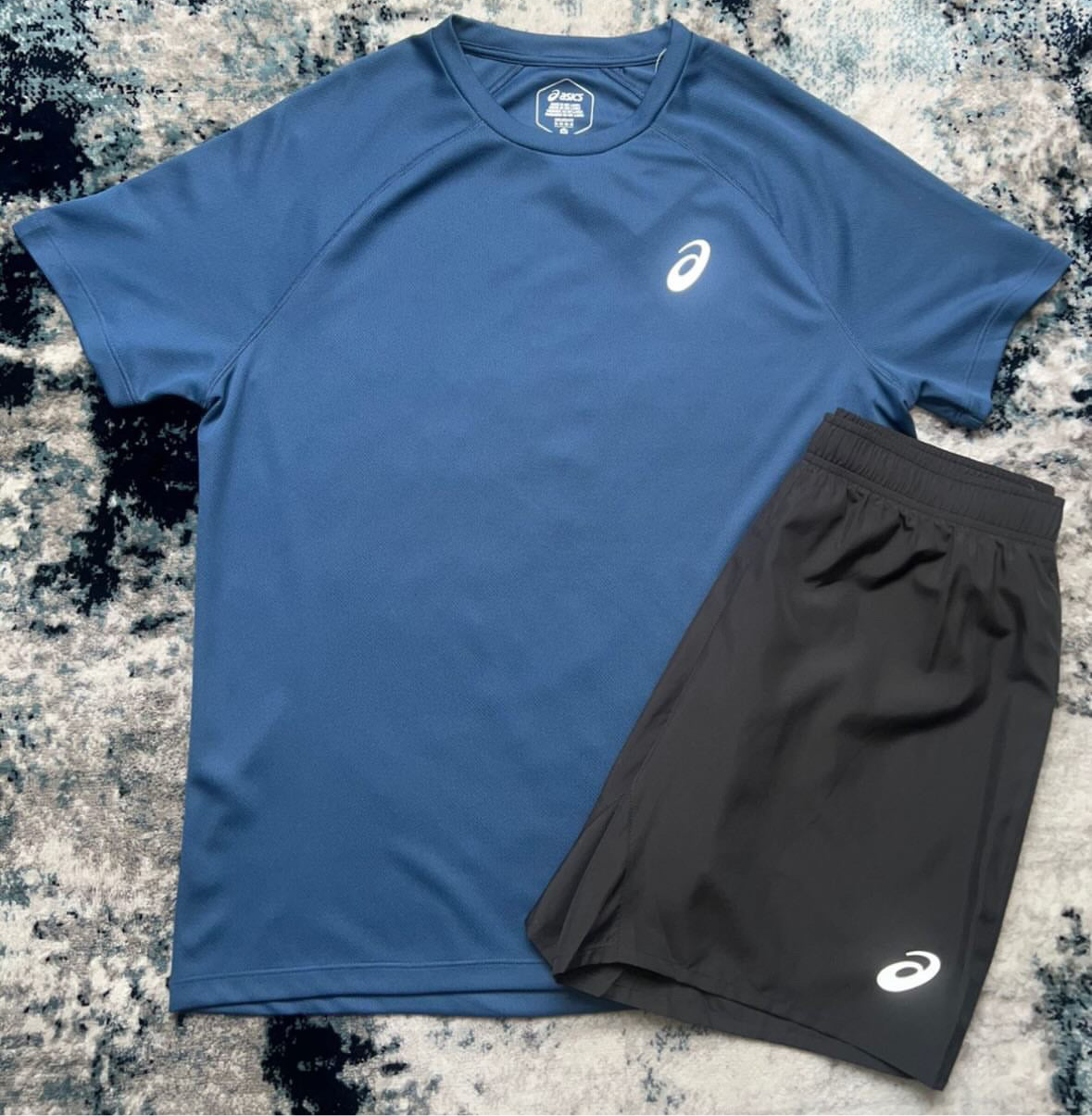 Asics Running Short Set - Shark Blue / Black