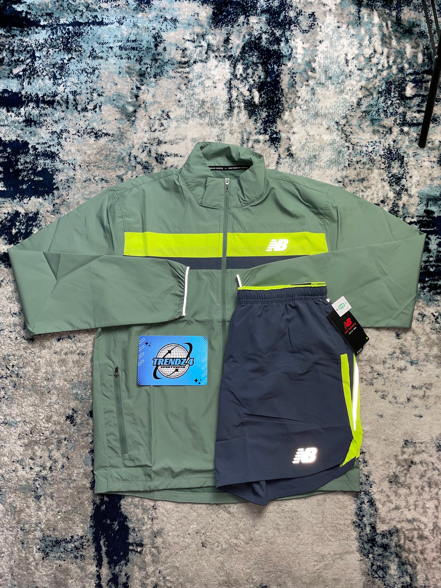 New Balance Accelerate Shorts Set - Green & Blue