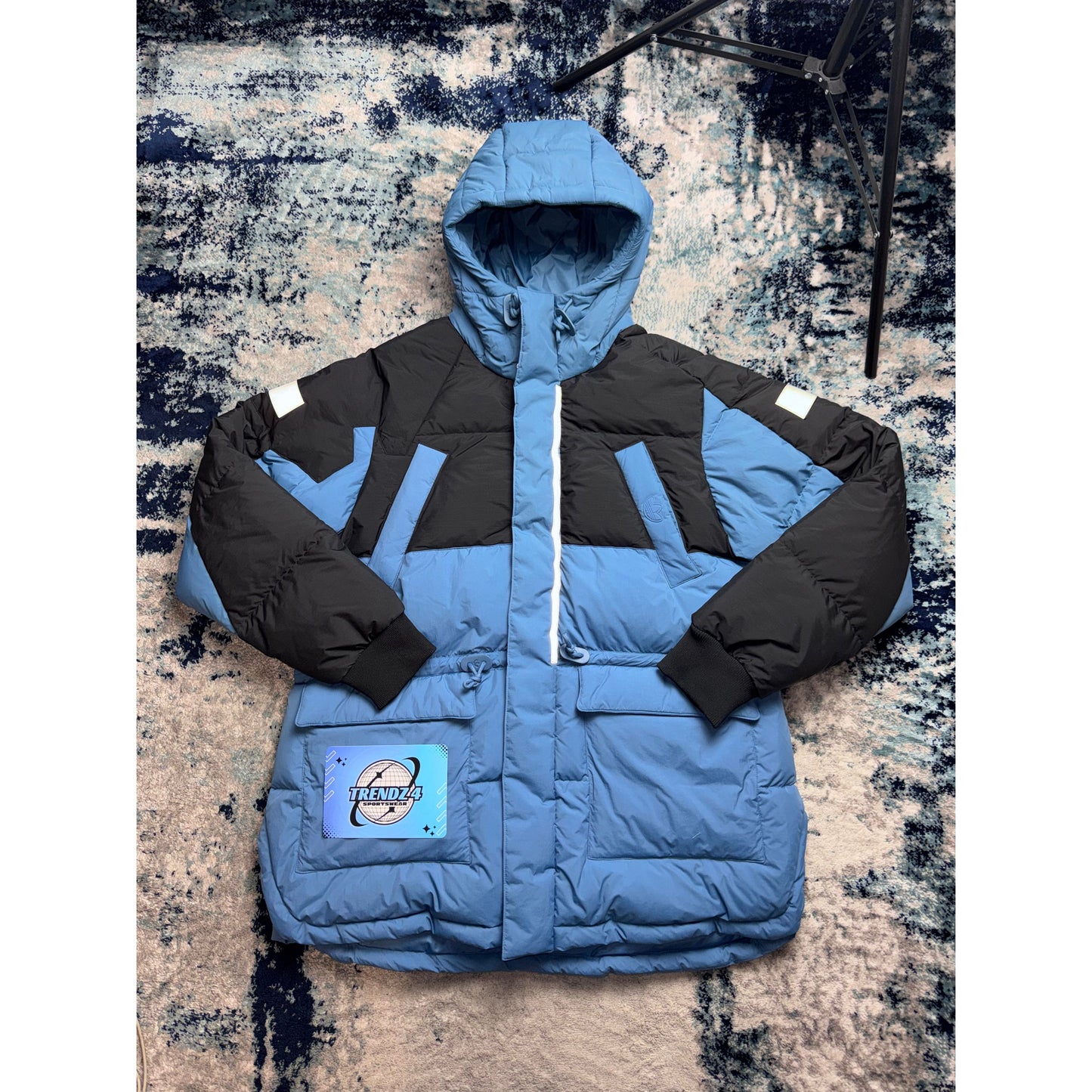 Adidas Down Regen Hooded Puffer Jacket- Blue/Black