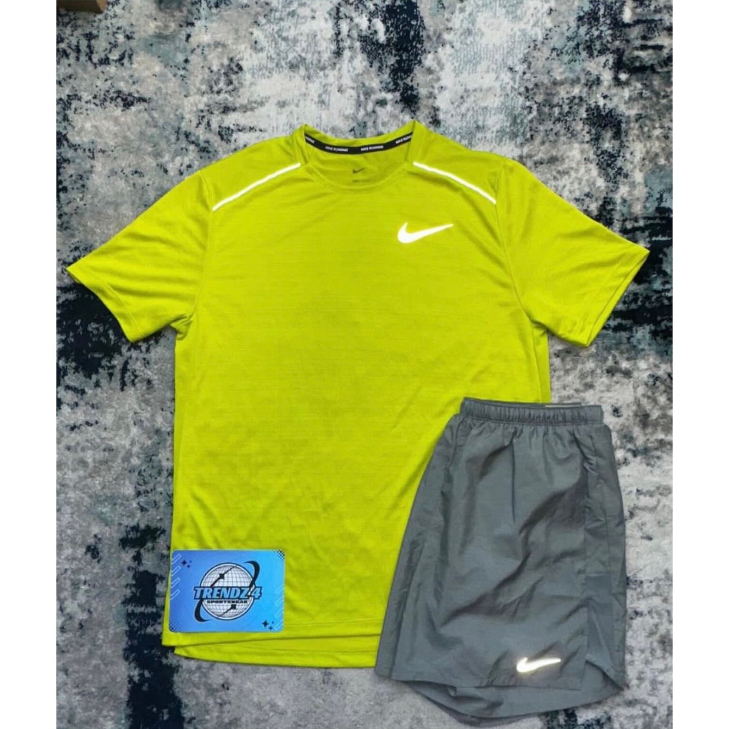 Nike Miler Shorts Set - Lime/Grey