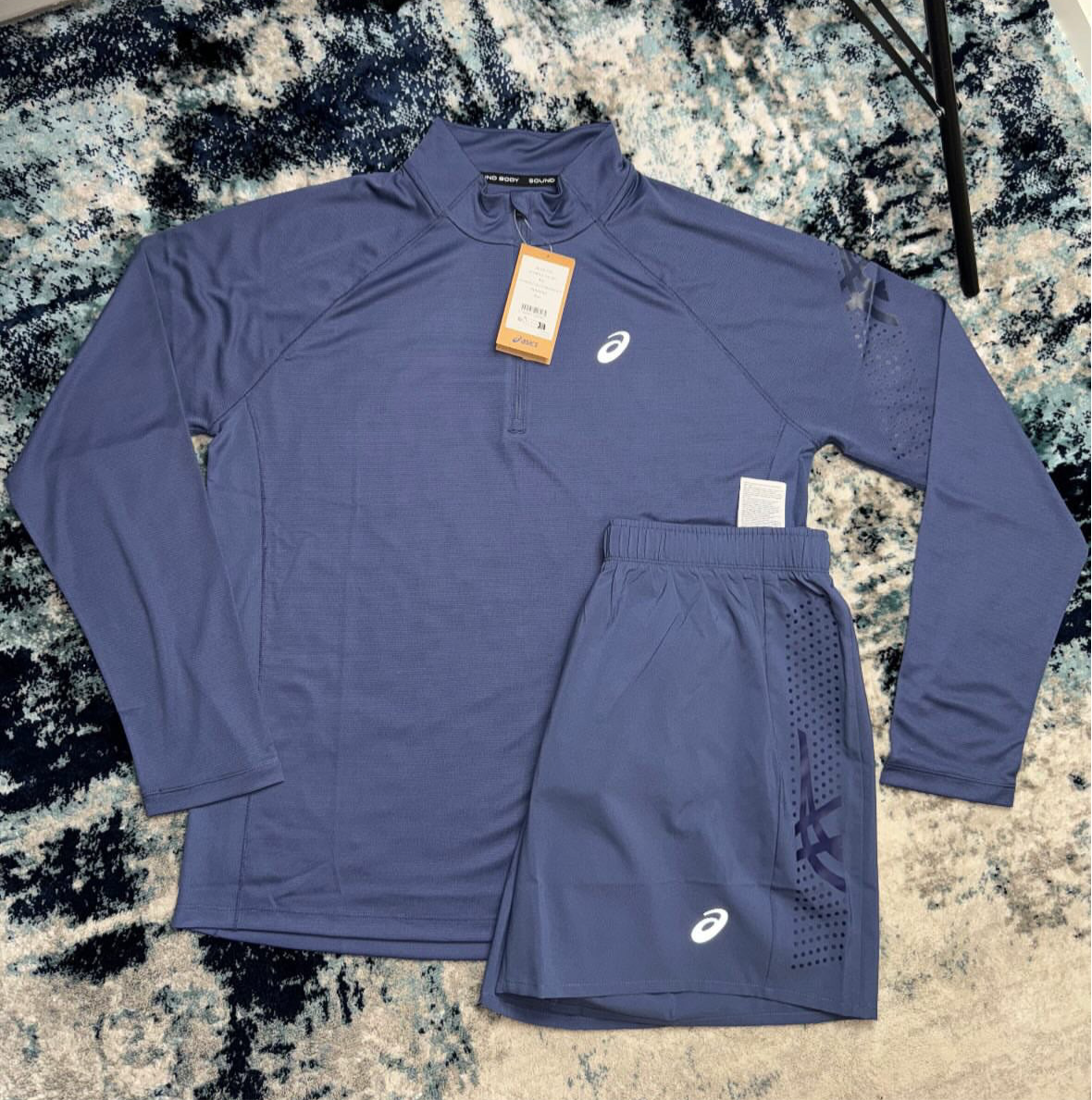 Asics Icon 1/2 Zip Short Set - Thunder Blue