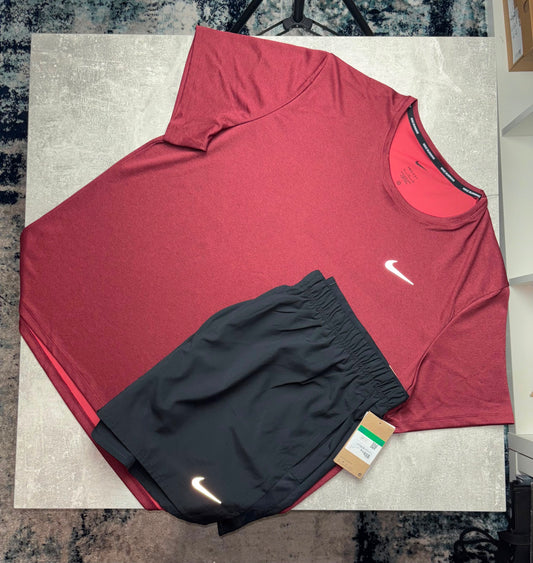 Nike Shorts Set - Burgundy & Black
