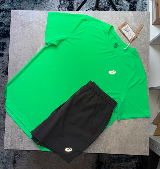 ASICS SHORT SET - GREEN/GREY