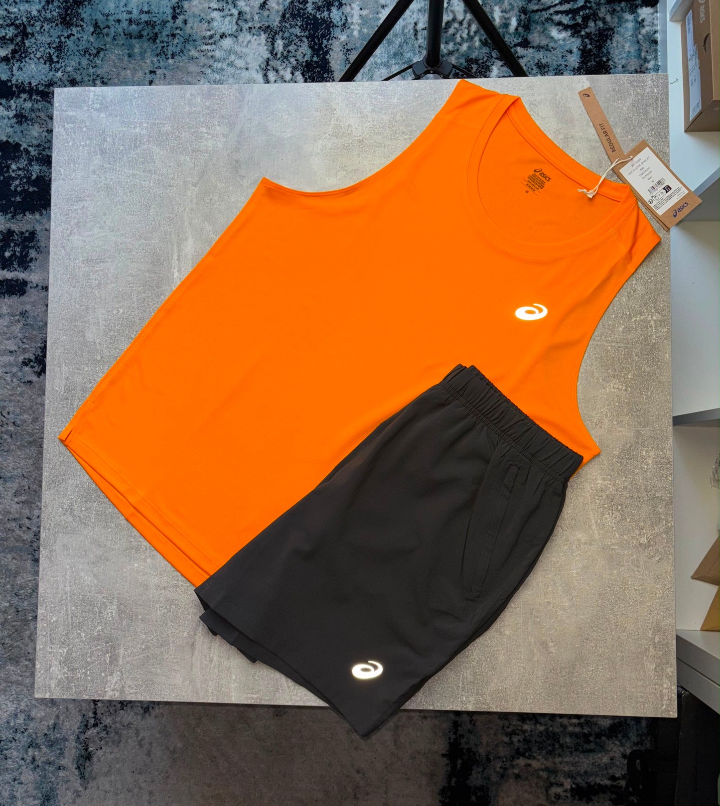 ASICS SINGLET SET - ORANGE/GREY