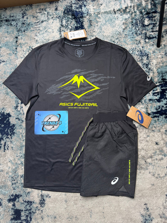 Asics Fujitrail Shorts Set - Black/Neon