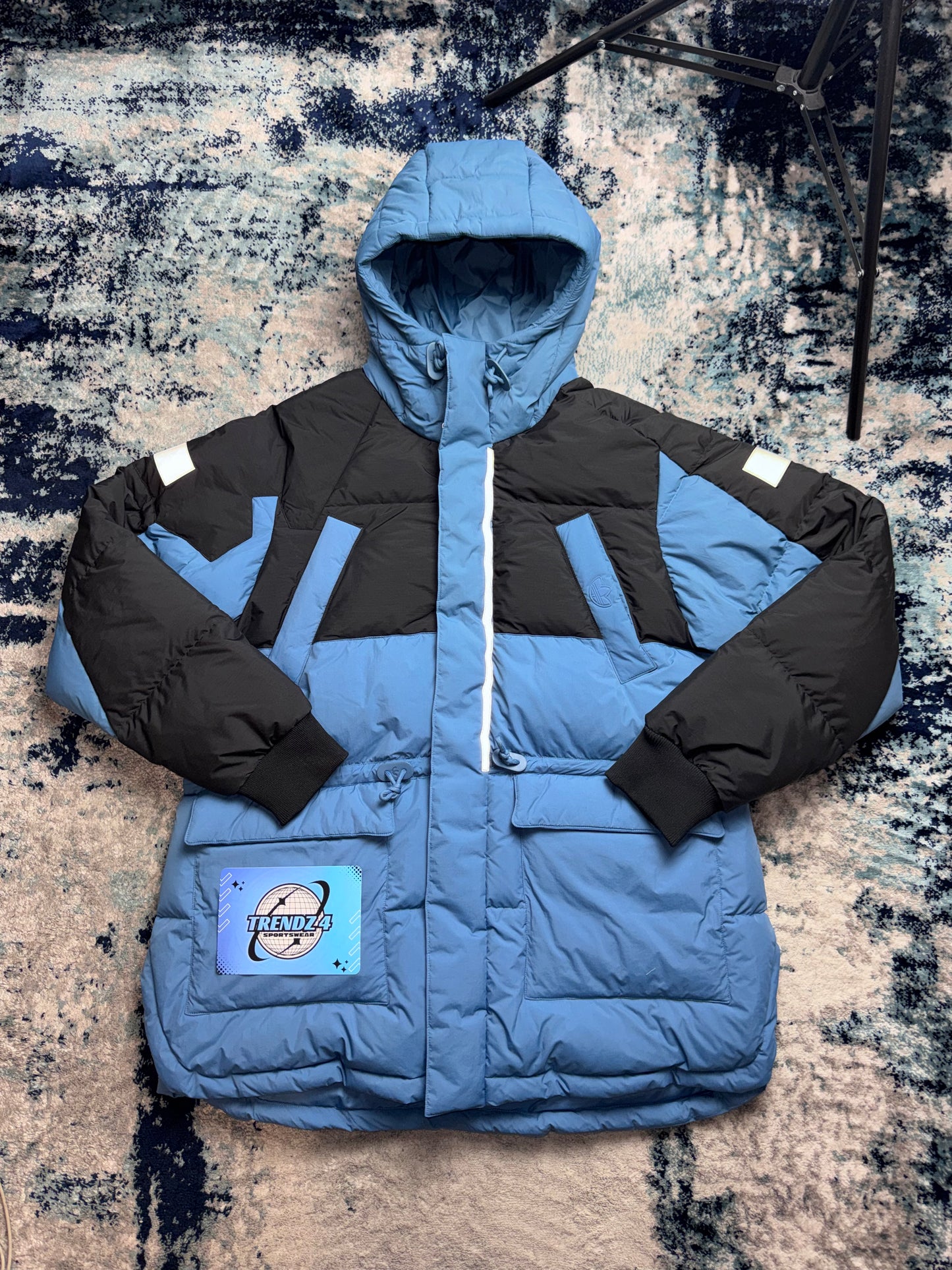 adidas Down Regen Hooded Puffer Jacket- Blue/Black